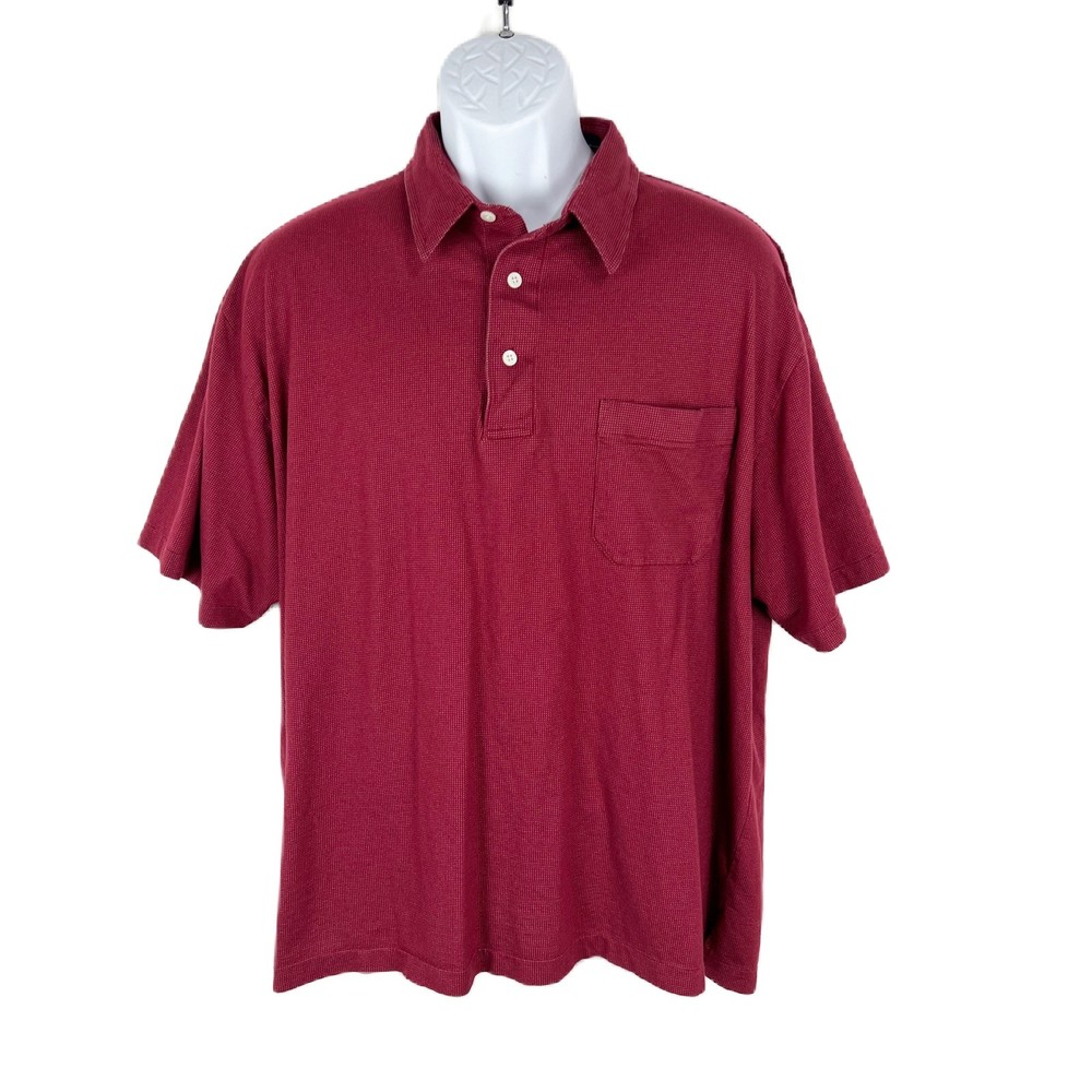 ENRO Polo Shirt Men 2X Big Red Cotton Mist Short Sleeve One Pocket Tee Vintage